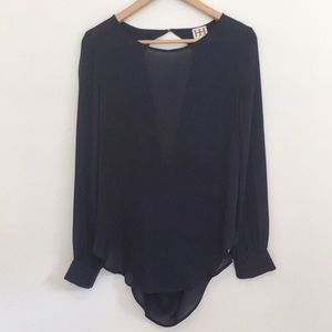 Navy Haute Hippie silk top